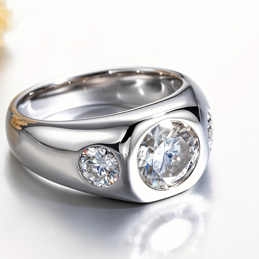 Men's 925 Silver 3-Carat Moissanite Engagement Ring